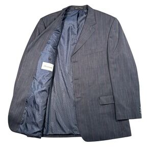 Mazzoni Navy Red Pinstripe 3 Button Blazer Sport Coat Jacket 46L Bold Neo-Preppy